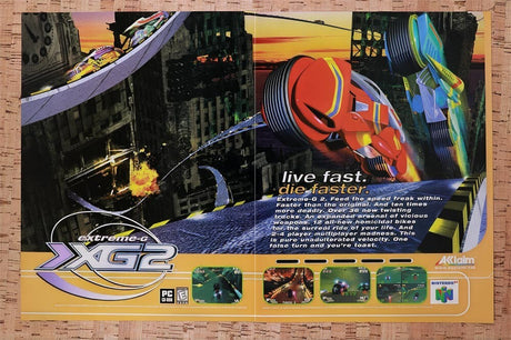1998 Extreme-G 2 N64 Original Advertisement / Retro Wall Art v1