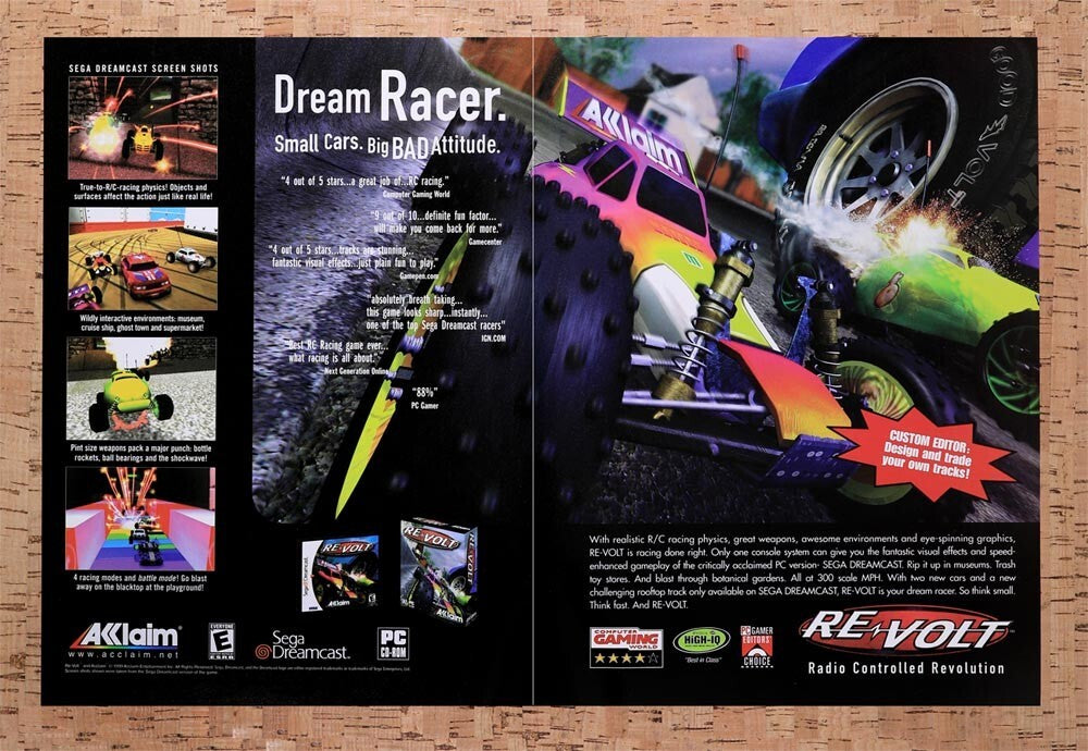 2000 Re-Volt Dreamcast Original Advertisement / Retro Wall Art v1