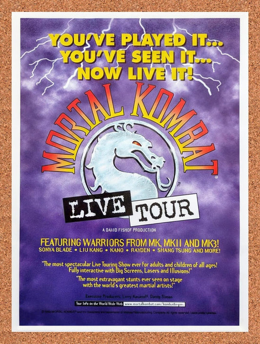1991 Mortal Kombat Live Tour Original Advertisement / Retro Wall Art v1