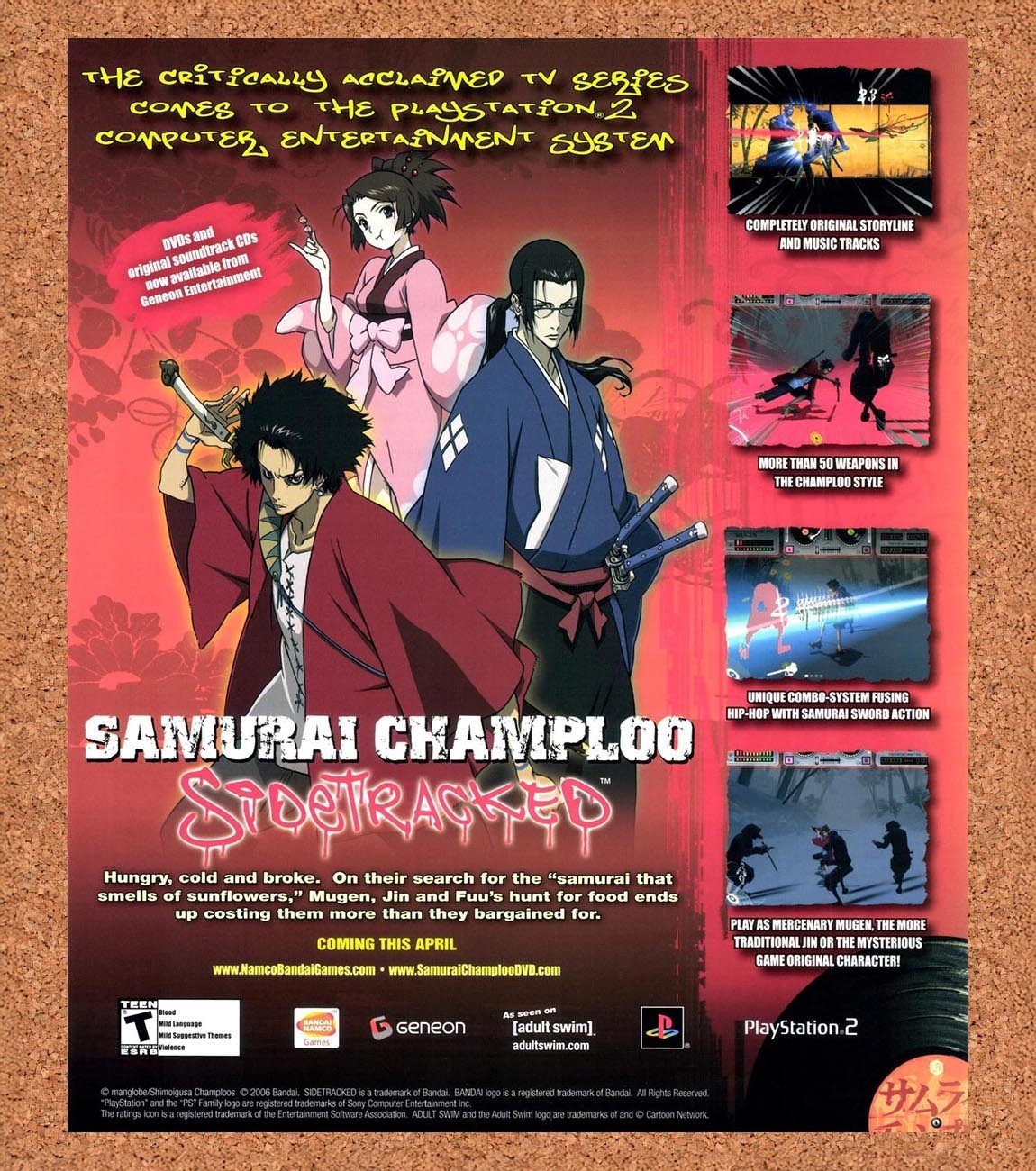 2006 Samurai Champloo Sidetracked PS2 Original Advertisement / Retro Promo v1