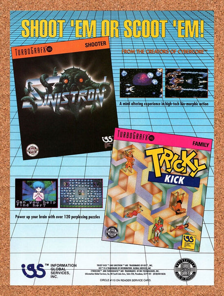 1991 Information Global Services Turbo Grafx-16 Games Original Ad / Wall Art v1