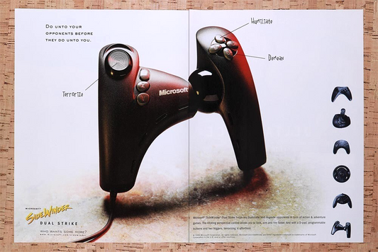 1999 Microsoft SideWinder Dual Strike Original Advertisement / Retro Wall Art v9