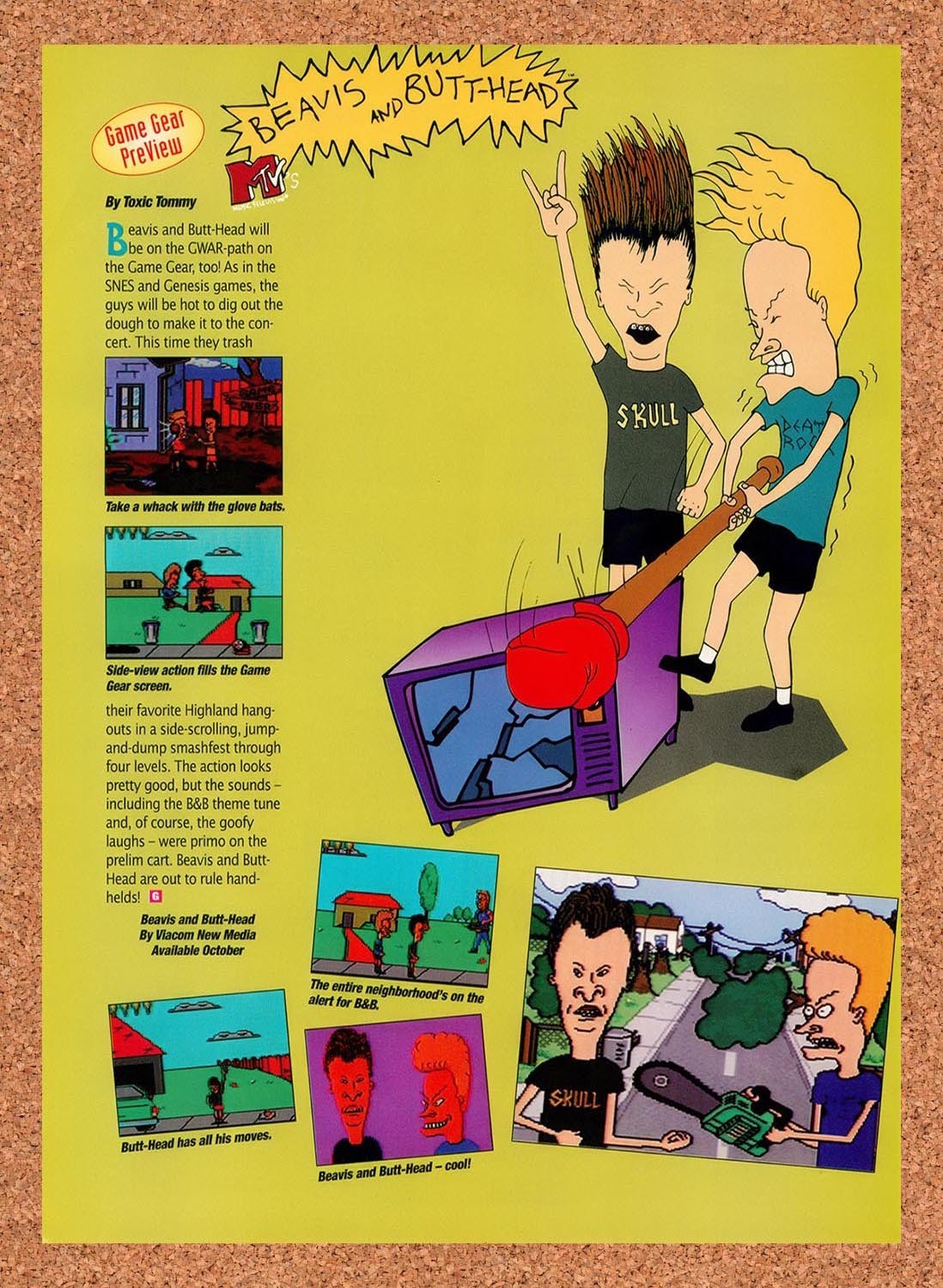 1994 Beavis And Butthead The Video Game Game Gear Original Ad / Promo vr1