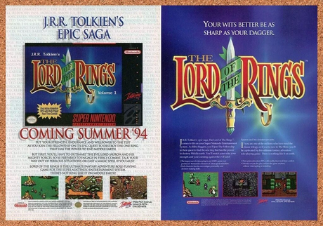 Lord Of The Rings SNES Original 1995 Ad Authentic Nintendo Video Game Promo