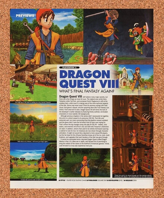 Dragon Quest VIII 8 PS2 Original 2004 Ad Authentic Launch Video Game Art Promo