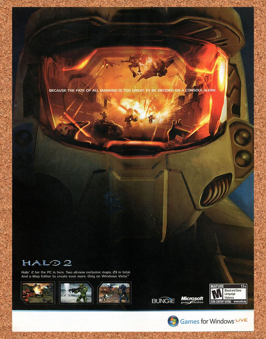 Halo 2 PC Original 2006 Vintage Ad - Master Chief Video Game Promo