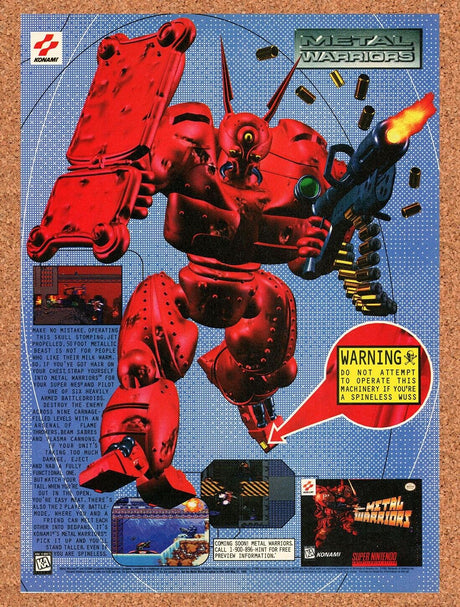 1995 Metal Warriors SNES Original Advertisement / Retro Wall Art v1