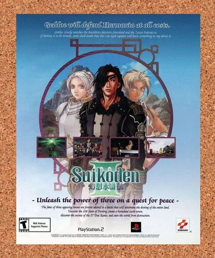 Suikoden III PS2 Original 2001 Ad Authentic PlayStation Video Game Promo v1