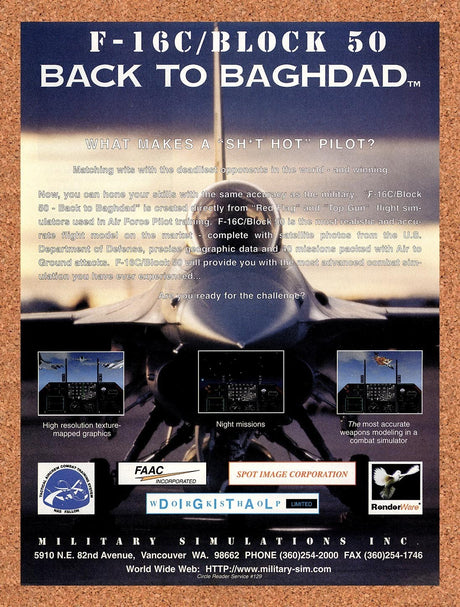1996 F-16C/Block 50 Back To Baghdad PC Original Advertisement / Retro Promo v1