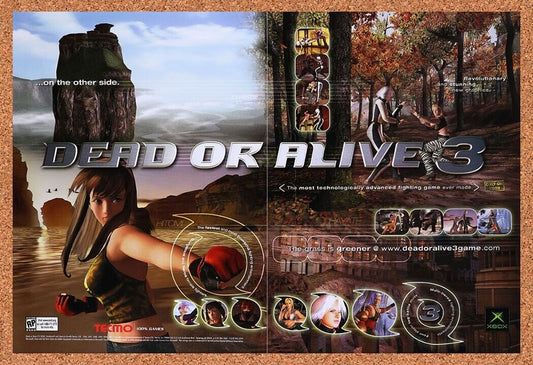 2000 Dead Or Alive 3 Xbox Original Advertisement / Retro Wall Art v1