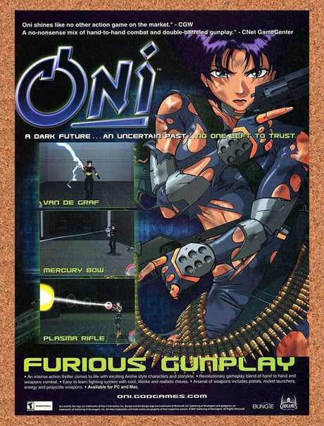 Oni PC Original 2001 Ad Authentic Bungie Anime Shooter Video Game Promo v1