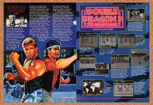 1991 Double Dragon 3 The Arcade Game Game Boy Original Ad / Retro Wall Art v2