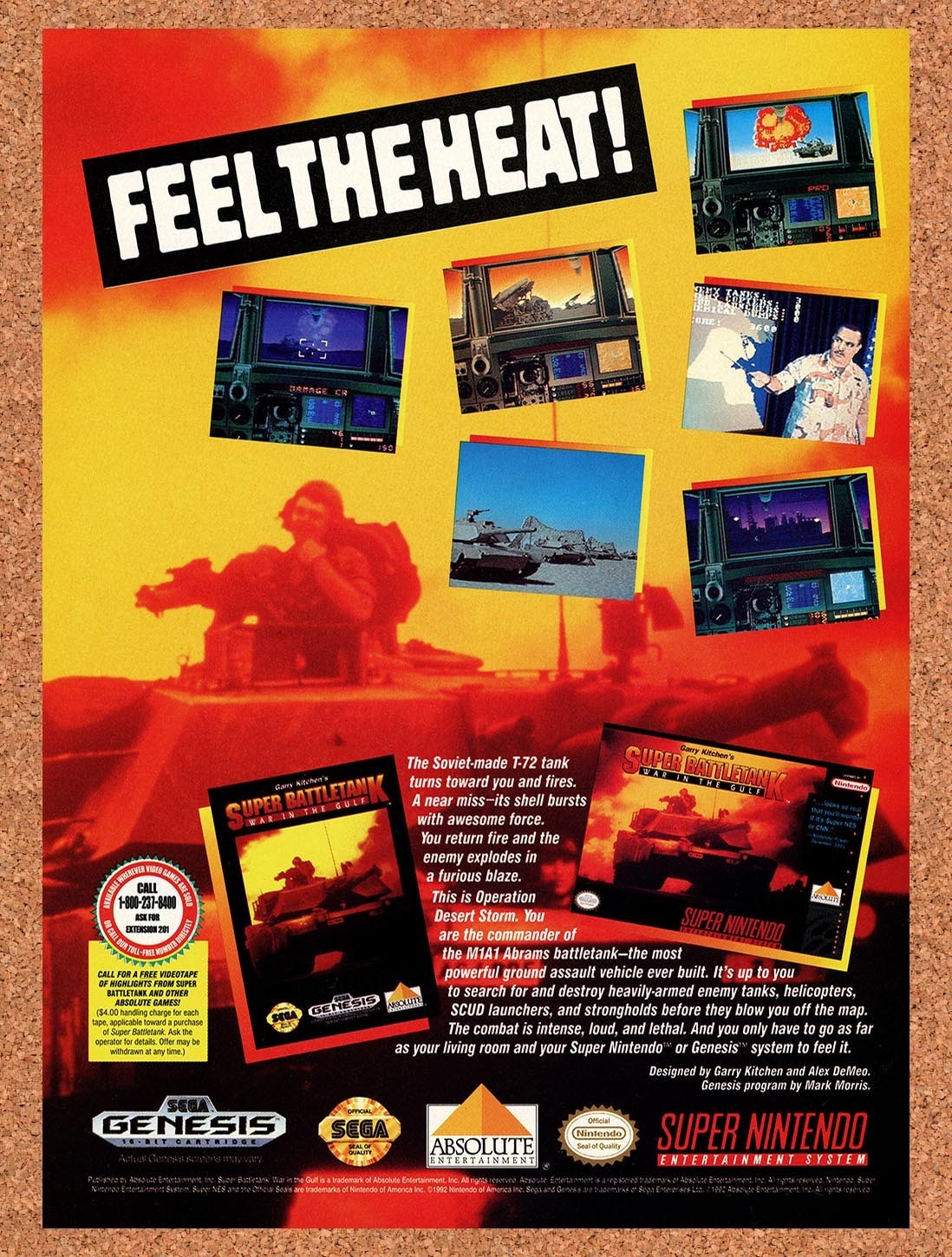1992 Super Battletank War In The Gulf SNES Original Advert / Retro Promo v1