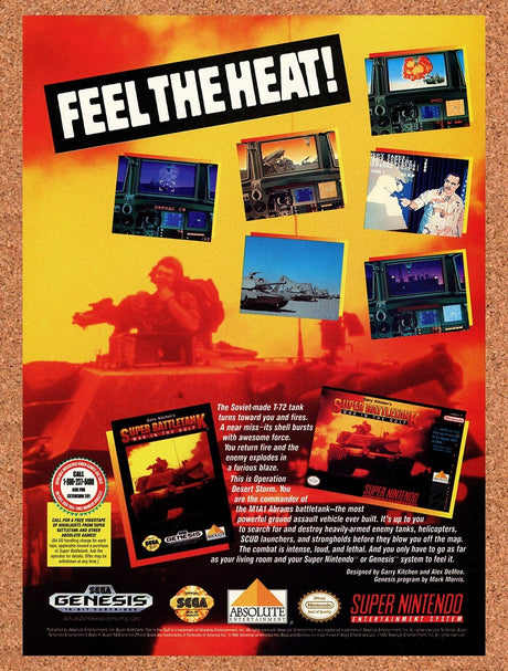 1992 Super Battletank War In The Gulf SNES Original Advert / Retro Promo v1