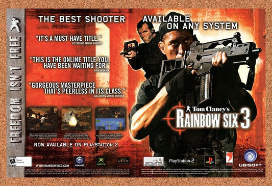 Rainbow Six 3 PS2 Original 2003 Vintage Ad - Ubisoft Video Game Promo