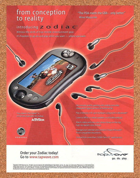 Zodiac Tapwave Mobile Gaming Original 2003 Ad Authentic Obscure Video Game Promo