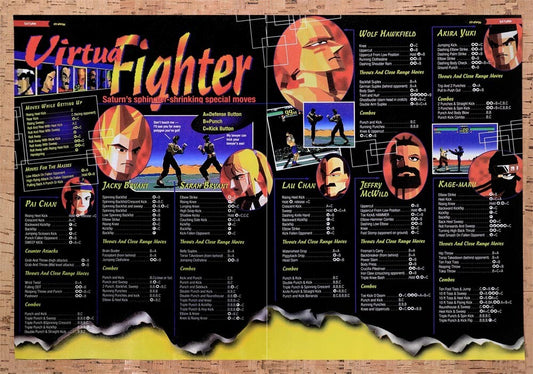 1994 Virtua Fighter Saturns Special Moves Original Ad / Retro Wall Art v3