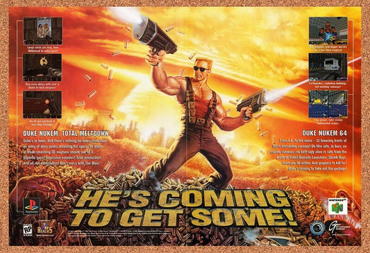 1996 Duke Nukem 64 N64 Original Advertisement / Retro Wall Art v1