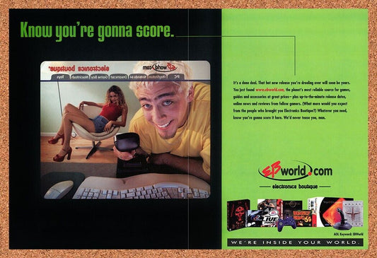 EB World v1 Original 1998 Print Ad Authentic EB Games Nintendo Video Game Promo