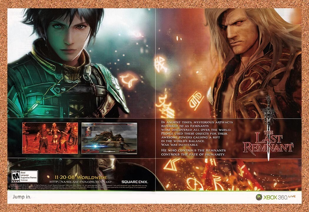 2008 Last Remnant Xbox 360 Original Advertisement / Retro Wall Art v1