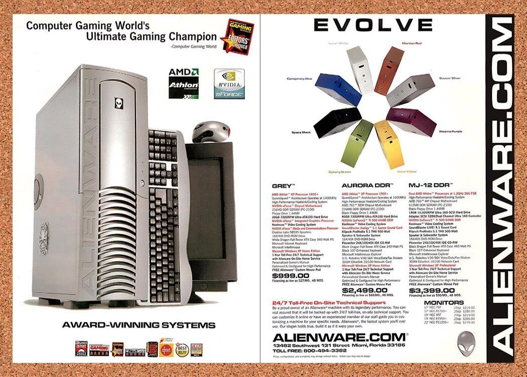 2002 Alienware Evolve Computer Gaming Worlds Choice Original Ad / Promo v6