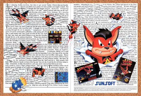 1993 Aero The Acro-Bat SNES Original Advertisement / Retro Wall Art v2