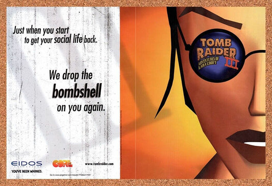 1997 Tomb Raider III PC Original Advertisement / Retro Wall Art v7
