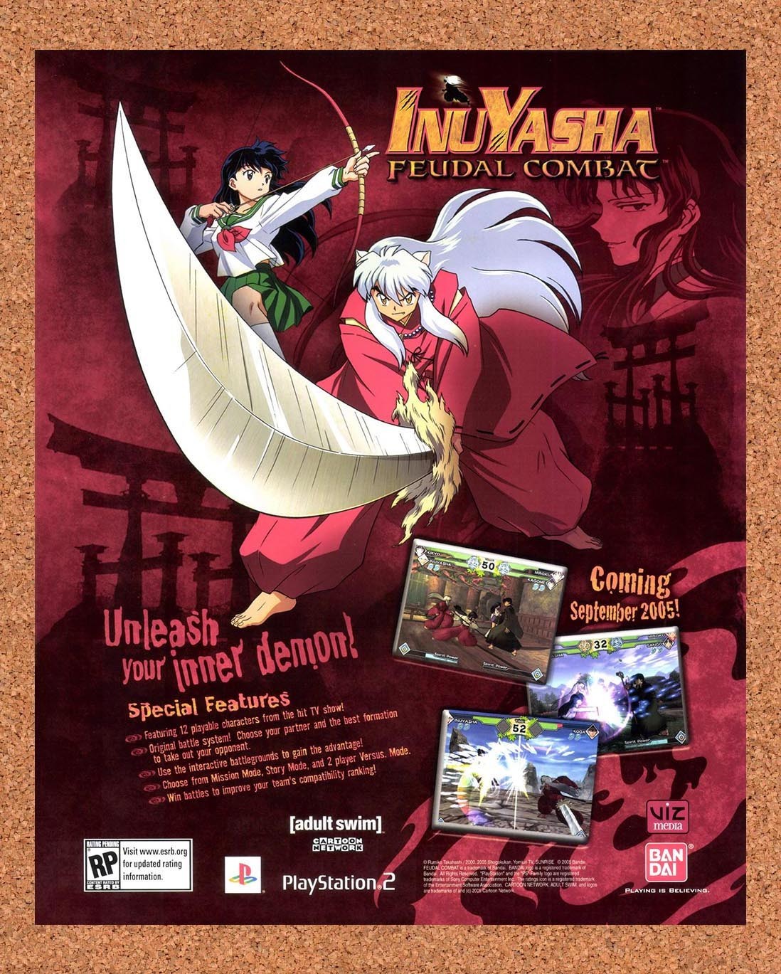 2005 InuYasha Feudal Combat PS2 Original Advertisement / Retro Promo v1