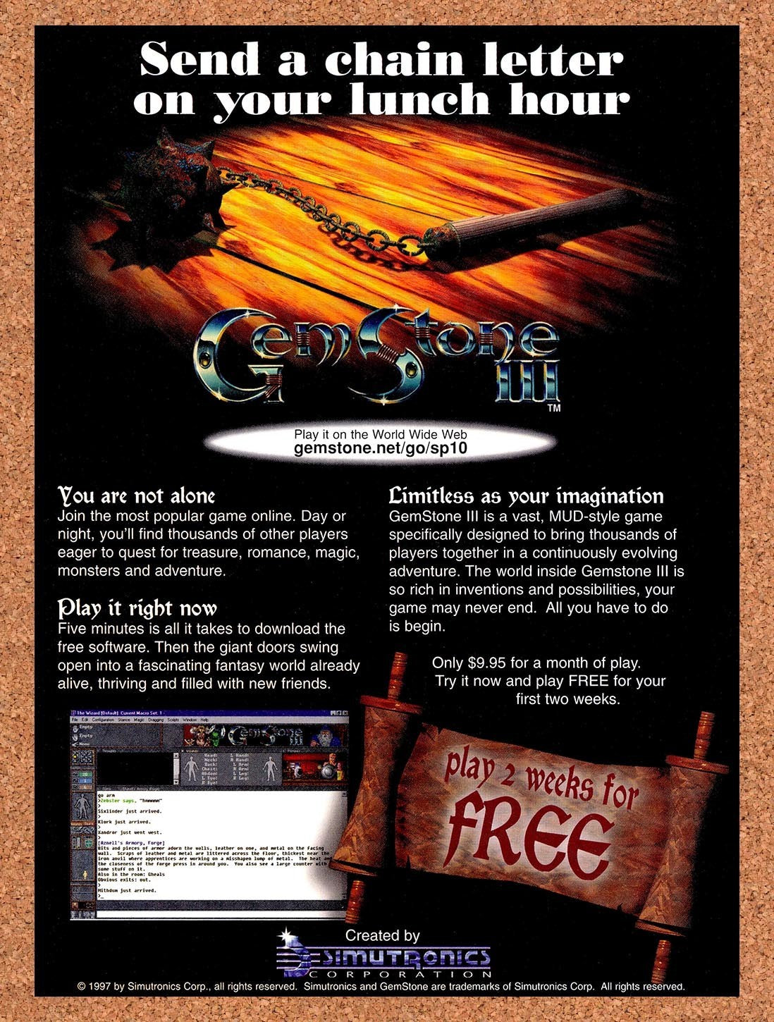 1997 GemStone III PC Original Advertisement / Retro Promo v1