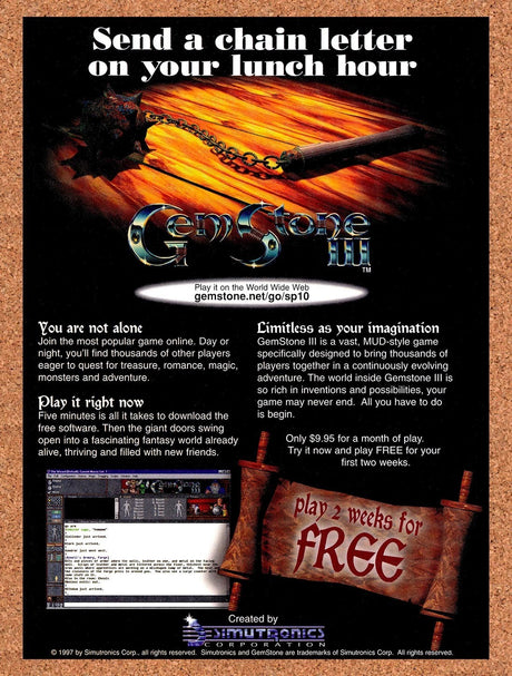 1997 GemStone III PC Original Advertisement / Retro Promo v1