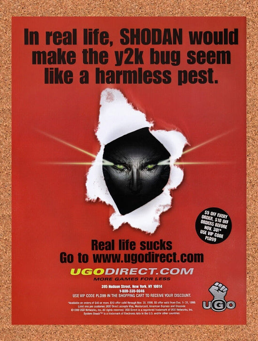 1998 System Shock 2 UGO Direct Original Advertisement / Retro Wall Art v2