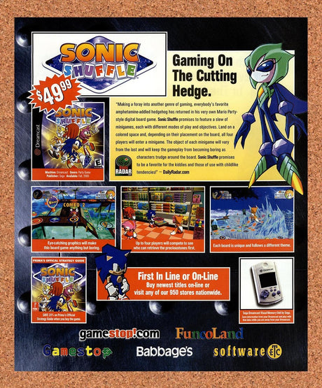 2000 Sonic Shuffle FuncoLand Original Advertisement / Retro Promo v1