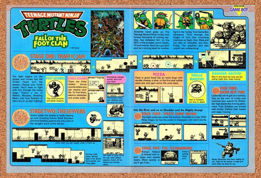 TMNT Fall Of The Foot Clan Game Boy Original 1991 Vintage Ad - Review Promo