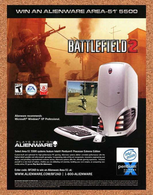 Battlefield 2 PC Original 2005 Ad Authentic Alienware Area-51 Sweepstakes Promo