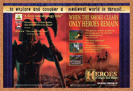 Heroes Of Might And Magic PC Original 1997 Vintage Ad - Video Game Art Promo