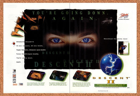 1996 Descent II PC Original Advertisement / Retro Promo v1