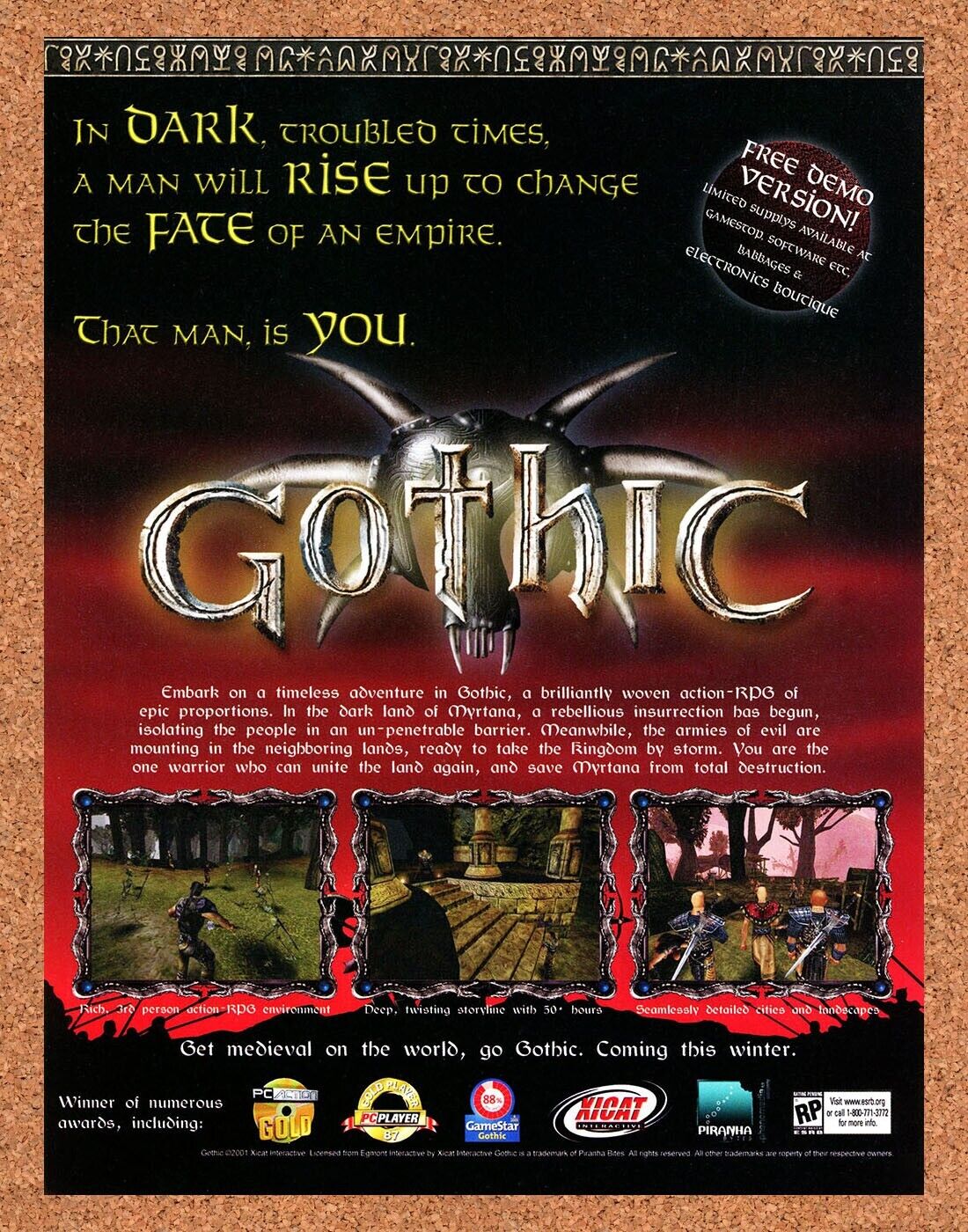 Gothic PC Original 2000 Ad Authentic Retro Role-Playing Video Game Promo