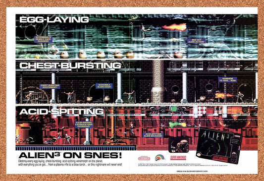 1992 Alien 3 SNES Original Advertisement / Retro Wall Art v3