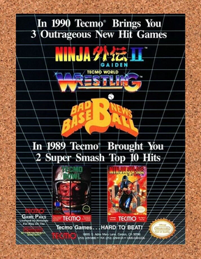 Tecmo Ninja Gaiden II NES Original 1991 Ad Authentic NES Video Game Promo v1