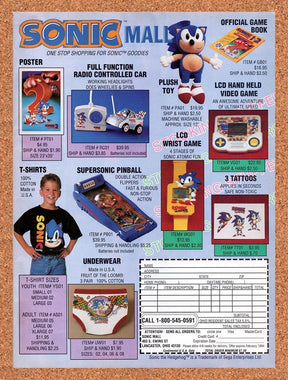 1993 Sonic Mall Sega Merch Original Advertisement / Retro Promo v1