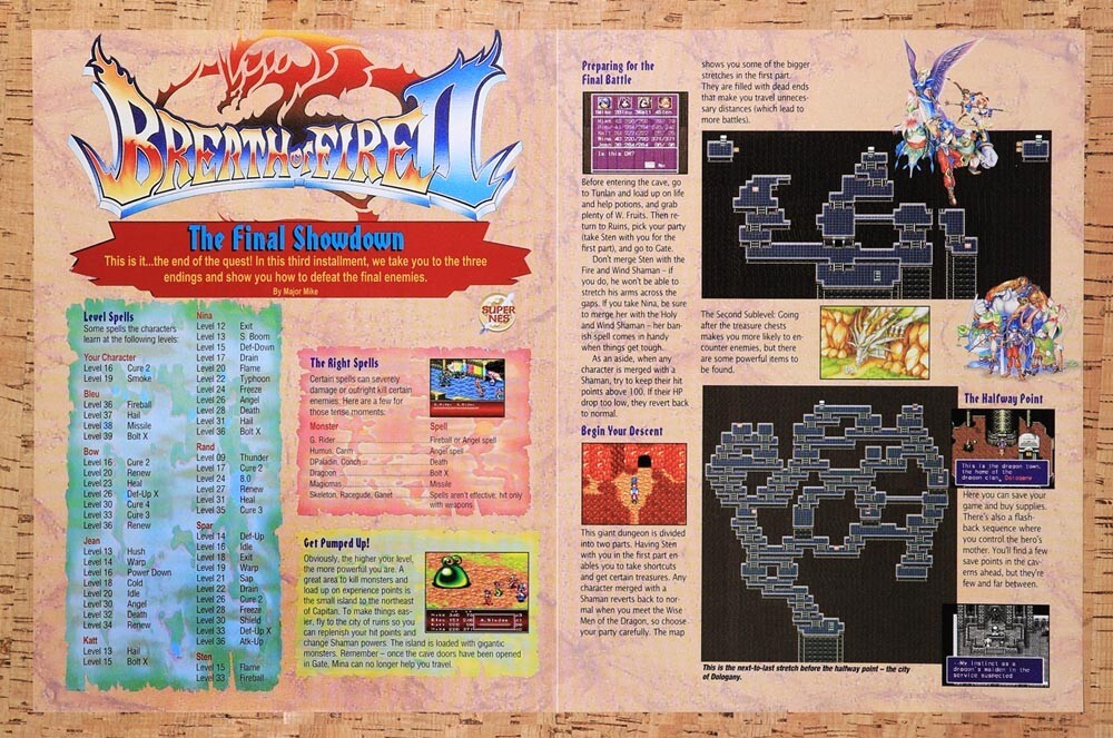 1996 Breath Of Fire II Final Boss Strategy Original Ad / Retro Wall Art v3