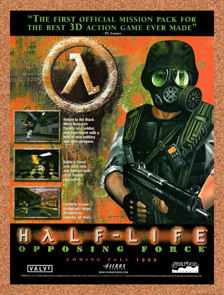 1999 Half-Life Opposing Force PC Original Advertisement / Retro Wall Art v1