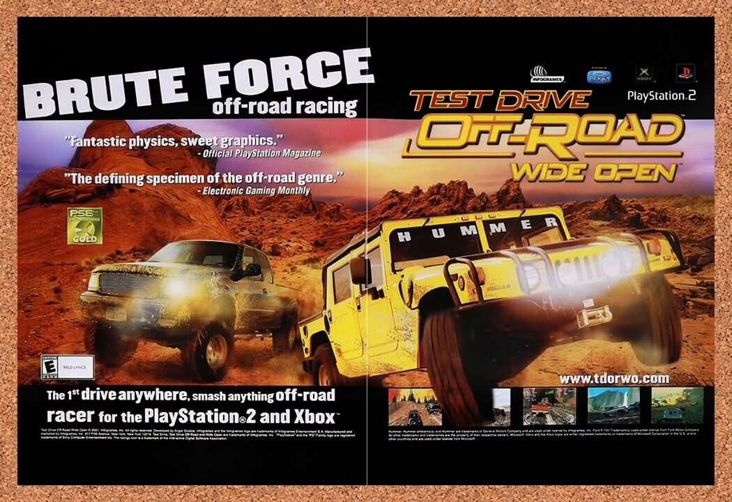 2000 Test Drive Off-Road Wide Open Xbox Original Ad / Retro Wall Art v1