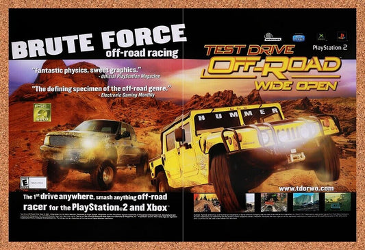 2000 Test Drive Off-Road Wide Open Xbox Original Ad / Retro Wall Art v1