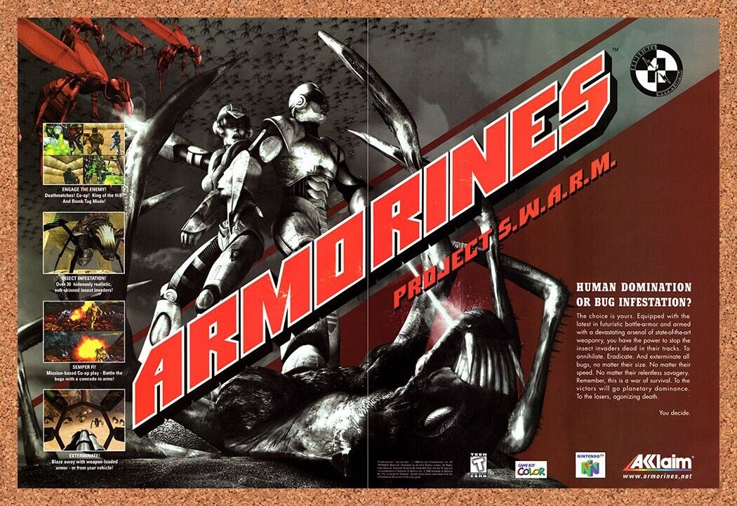 Armorines Project Swarm N64 Original 2002 Vintage Ad - Video Game Promo