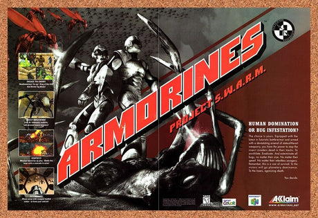 Armorines Project Swarm N64 Original 2002 Vintage Ad - Video Game Promo
