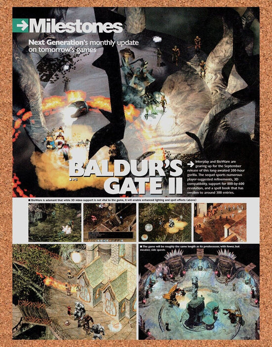 Baldur's Gate II PC Original 2001 Vintage Ad - Video Game Review Promo