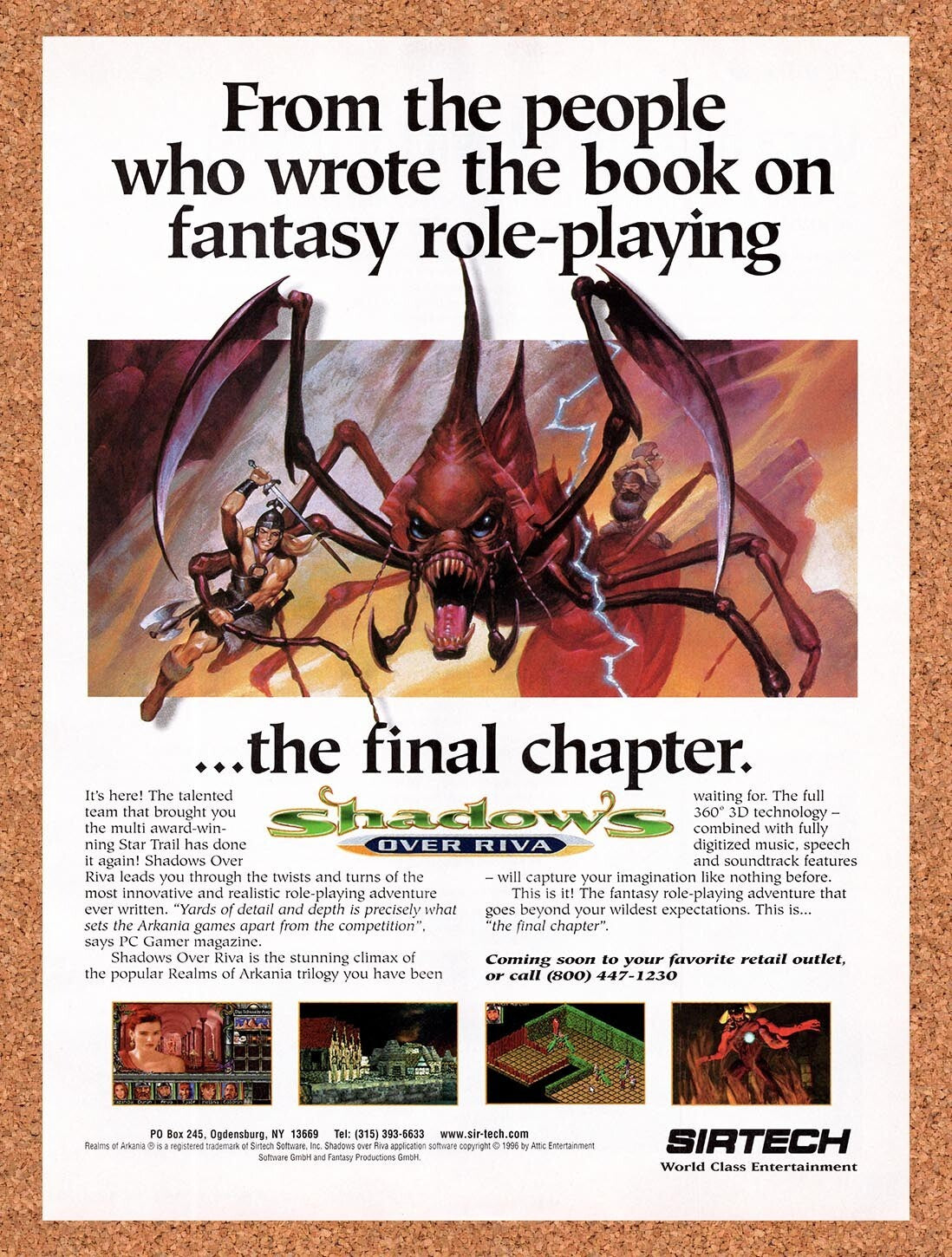 1996 Shadows Over Riva PC Original Advertisement / Retro Wall Art v3