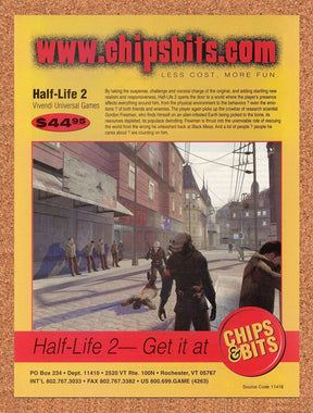 Half-Life 2 PC Original 2005 Ad Authentic Chips And Bits Video Game Sierra Promo