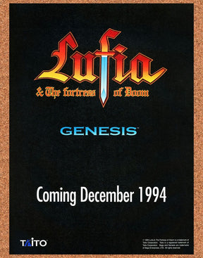 Lufia Fortress of Doom Genesis Original 1994 Print Ad Authentic Video Game Promo